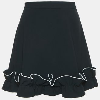 Moschino Boutique Moschino Black Crepe Ruffled Mini Skirt S