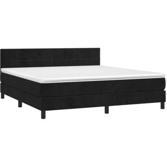 vidaXL Cama Box Spring Con Colch&oacute;n Terciopelo Negro 160x200 Cm