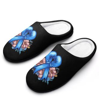Generic Cancer Awareness Ribbon Boxing Gloves Funny Mens Slippers Cotton Warm House Shoes Memory Foam Sandals Print Size 7-14