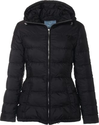 Prada Cappotto imbottito con cappuccio - Nero