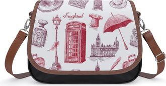Generic British Symbols Pattern Small Womens Crossbody Bags Shoulder Handbag with Adjustable Strap for Travel
