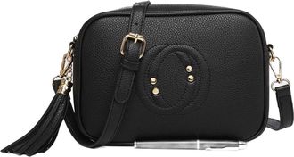 Generic Stylish Crossbody Camera Bag with Tassel, Pebbled Leather, Available in Yellow, Green, Blue (Black)