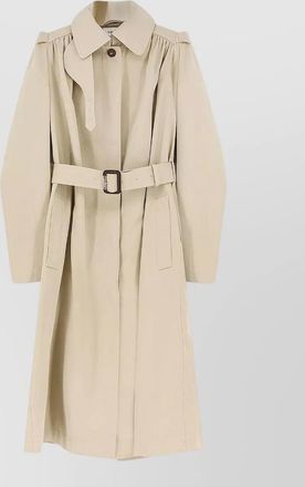 Alexander McQueen belted trench coat buckle epaulettes pleated back