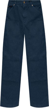 Versace Relaxed Wide-Leg Trousers In Textured Deep Blue Fabric