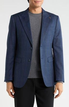 T.R. Premium Slim Fit Plaid Stretch Sport Coat in Navy at Nordstrom Rack, Size Xx-Large