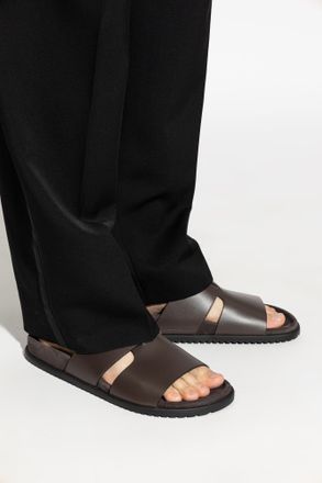 Dolce & Gabbana Leather Slides, Mens, Brown
