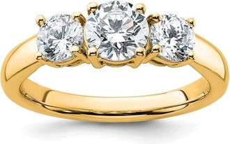 Diamond2Deal 14k Gold Lab Grown Diamond 3-Stone Wedding Band Ring 1.5Ct Clarity- VS Color- D-E