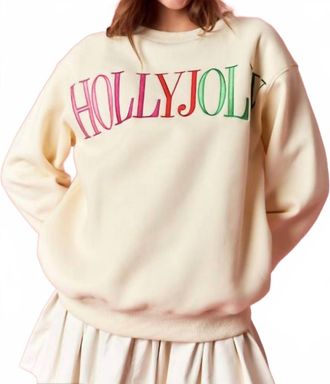 Peach Love California Holly Jolly Sweatshirt In Cream