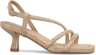 Alma En Pena Sandaal met kruisstructuur - Dames - Sandalen met hakken - Beige - 36 EU - Schoenen