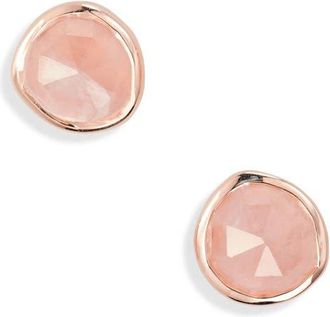 Monica Vinader Siren Semiprecious Stone Stud Earrings in Rose Quartz/Rose Gold at Nordstrom
