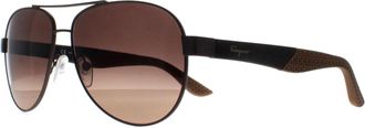 Ferragamo Aviator Heren Mat Donker Ruthenium Grijs Bruin Kleurverloop SF275S