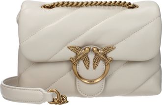 Pinko Pinko Damess Love Puff Schoudertas Wit Leer/Zijde