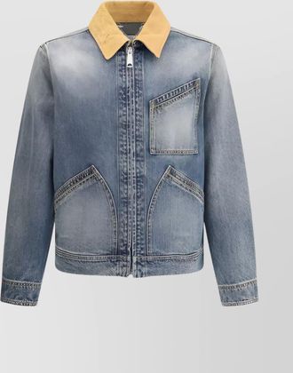 Alexander McQueen denim jacket with iconic collar and pockets