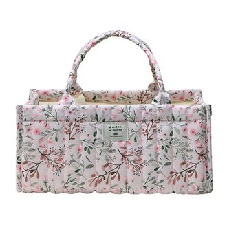 Generic Pufei Padding Shoulder Bag Floral Printed Handbag Multi Compartments Trip Storage Bag