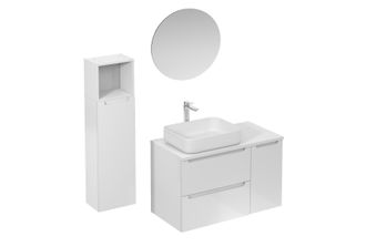 Puma Naturel Conjunto De Ba&ntilde;o Con Lavabo Que Incluye Grifo Lavabo, Ca&ntilde;o Y Sif&oacute;n Naturel Stilla, Blanco Brillante (ksetstilla019)