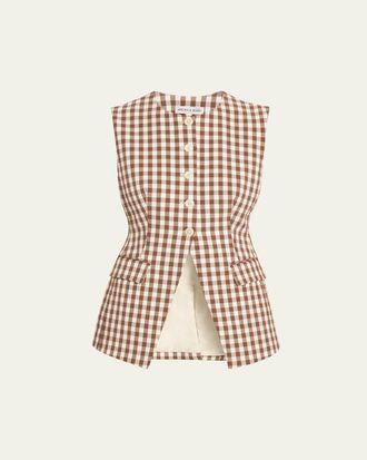 Veronica Beard Lois Gingham Tailored Vest