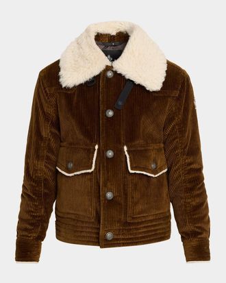 Moncler Givrand Virgin Wool Shearling-Collar Down Jacket