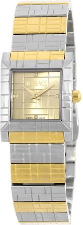 Versace Mosaic Quartz Diamond Gold Dial Ladies Watch VE9B00424