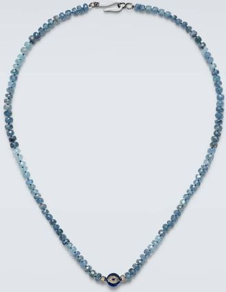 Ileana Makri Sterling silver (925) beaded necklace with gemstones