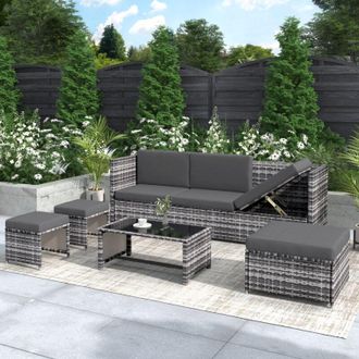 C&A Grey Rattan Lounge Set:Stylish Garden Sofa and Patio Furniture Collection