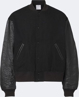 Visvim Wool, linen, and leather varsity jacket