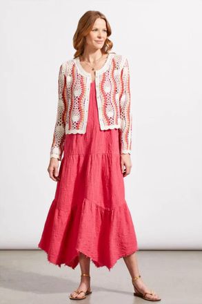 Tribal Clary Crochet Button-Down Cardigan In Eggshell