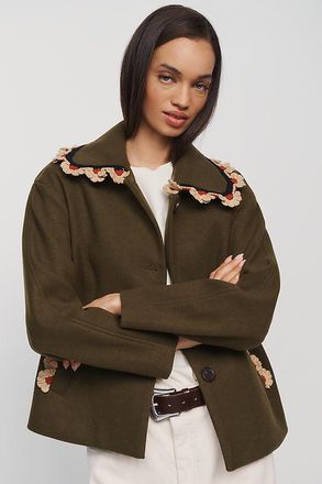 NVLT Carina Scalloped Cropped Coat Jacket