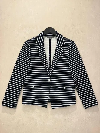 Elliott Lauren Womens Strip Knit Jacket In Navy