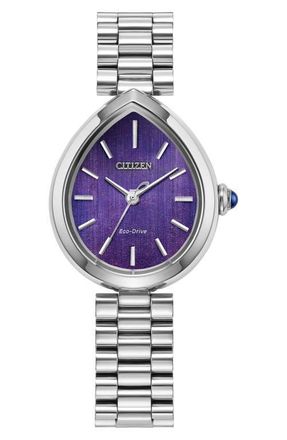 Citizen Rainell Classic Bracelet Watch, 31.3mm x 26mm in Silver-Tone/purple at Nordstrom