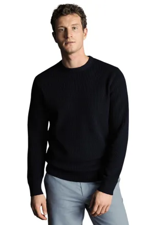 CHARLES TYRWHITT Cotton Rib Crew Neck Sweater