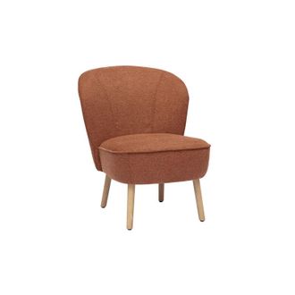 Miliboo Poltrona scandinava in tessuto effetto velluto testurizzato terra bruciata e legno chiaro AMANITA