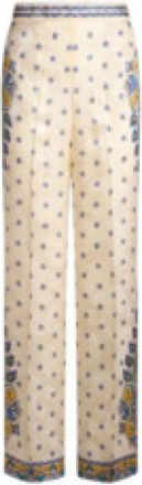 Etro Rose Jacquard Floral Wide-Leg Broek - Dames - Straight fit broeken - Beige - S - Broeken