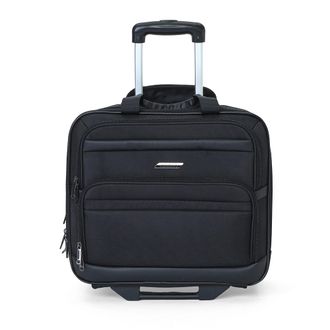 Infinity Leather 17 laptoptrolley zwart, 1680D polyester, 4 wielen, zakelijke tas
