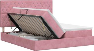 vidaXL Cama Con Almacenamiento Rosa 200 X 200 Cm Terciopelo Vidaxl