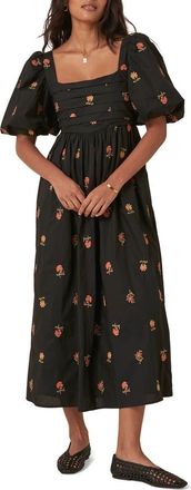 Nobody's Child Tessie Floral Embroidery Dress in Black at Nordstrom, Size 14
