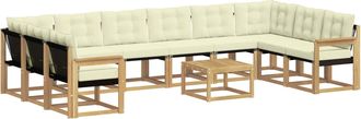 vidaXL Set Di Divani Da Esterno 11 Pz Bianco E Crema Vidaxl