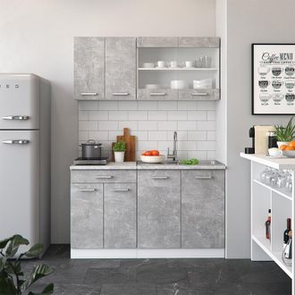 Vicco Cocina Para Solteros R-line, Hormig&oacute;n, 140 Cm, Et M&aacute;rmol