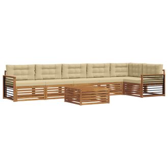 vidaXL Conjunto De Sof&aacute;s De Exterior Con Coj&iacute;n 7 Pcs Natural Y Beige Vidaxl