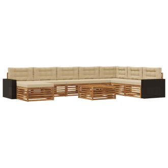 vidaXL Conjunto De Sof&aacute;s De Exterior 9 Uds. Natural Y Beige Vidaxl