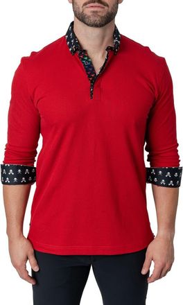 Maceoo Newton Solid Head Red Long Sleeve Polo at Nordstrom, Size Xx-Large