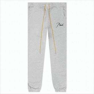 Rhude Light Grey Jogger Pants With Yellow Accents