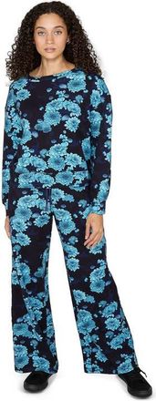 Lords of Harlech Clara Oversized Brushed Knit Sweatshirt in Serious Floral Navy at Nordstrom, Size Xx-Large