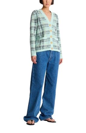 Balmain Loose glitter tweed cardigan in Green at Nordstrom, Size 36 Eu