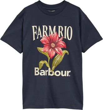 Barbour Wild Flower Oversized Graphic T-Shirt - Dames - T-shirts - Blauw - XS - Katoen - Tops