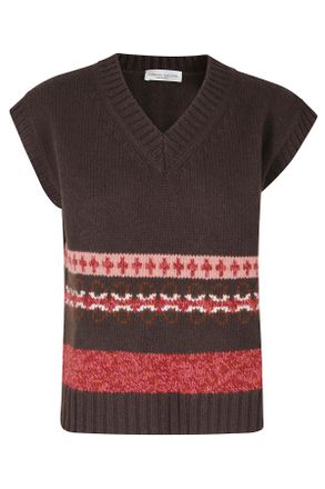 Roberto Collina Dark Brown Moulin&eacute; Stripe Virgin Wool-Blend Vest