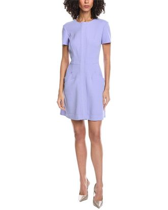 Oscar De La Renta Oscar De La Renta Zip Front Silk-Lined Wool-Blend Shift Dress