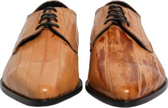 Dolce & Gabbana Brown Leather Lace Up Men Derby Dress Shoes