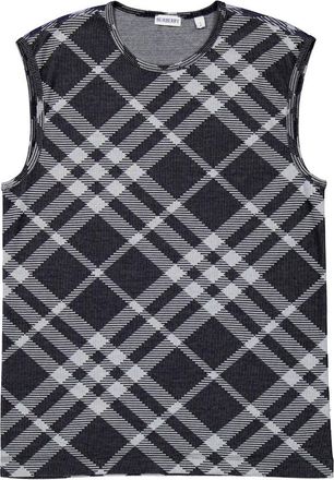 Burberry Check Stretch Cotton Blend Tank Top, Size Small