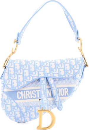 Dior Saddle Handbag Logo Embroidered Oblique Canvas Medium shoulder bag - Blauw