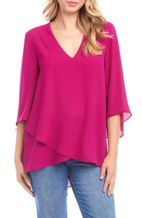 Karen Kane Asymmetrical Crepe Top in Magenta Pink at Nordstrom, Size X-Small